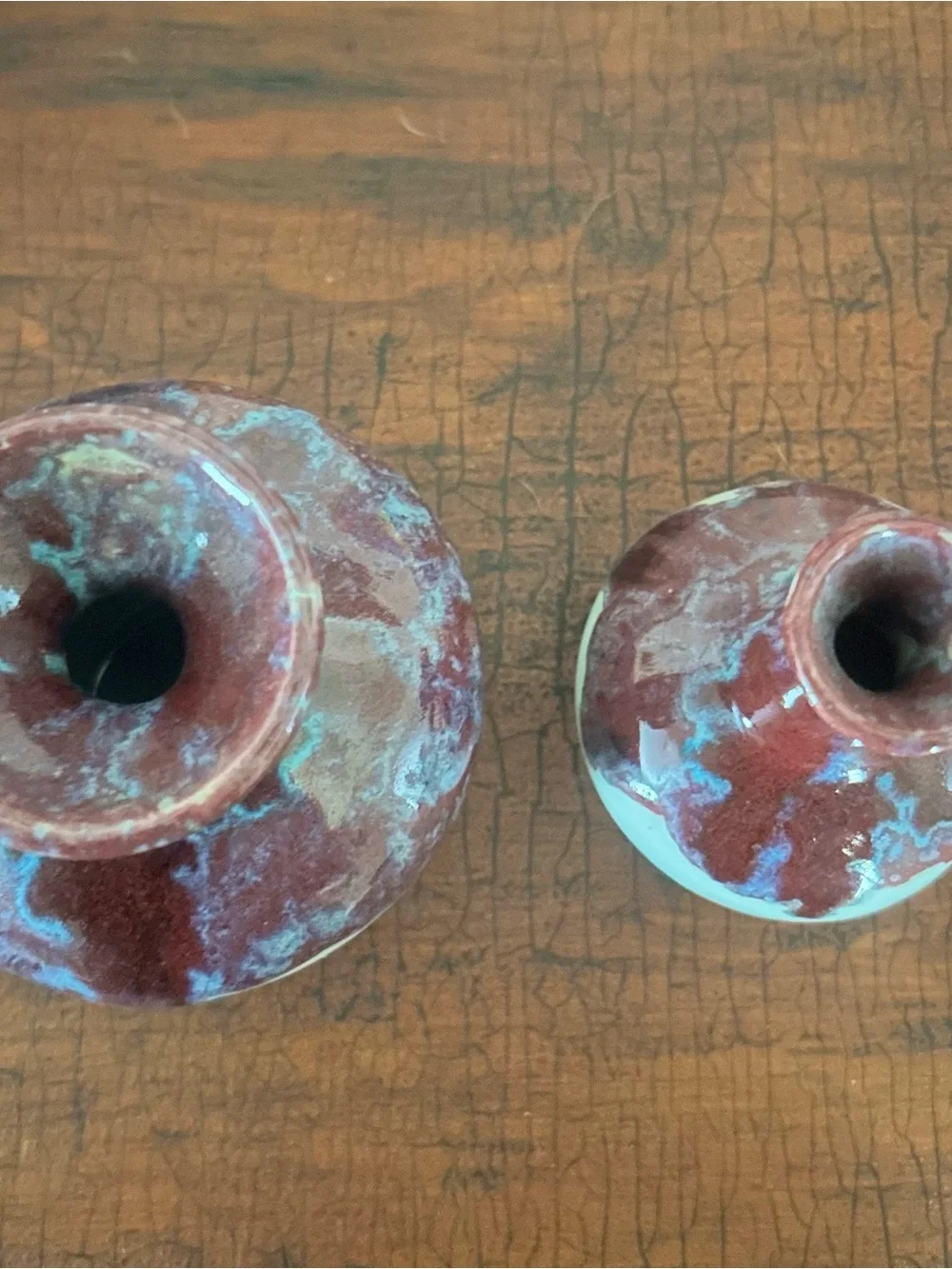 Anthropologie Vase Set Bud Vases Ceramic Burgundy Drip Glaze Boho Home Decor